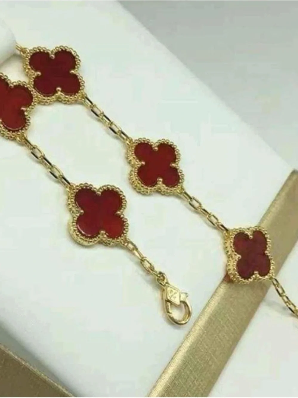 18k Yellow Gold Plated 15mm Red Carnelian Bracelet
